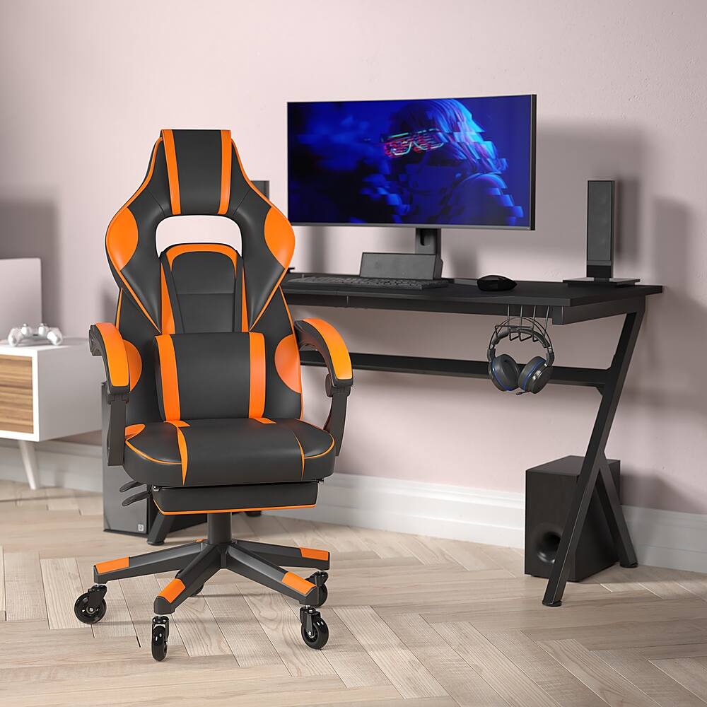 Alt View 11. Alamont Home - X40 Office Gaming Chair with Skater Wheels & Reclining Arms - Orange LeatherSoft - Black/Orange.