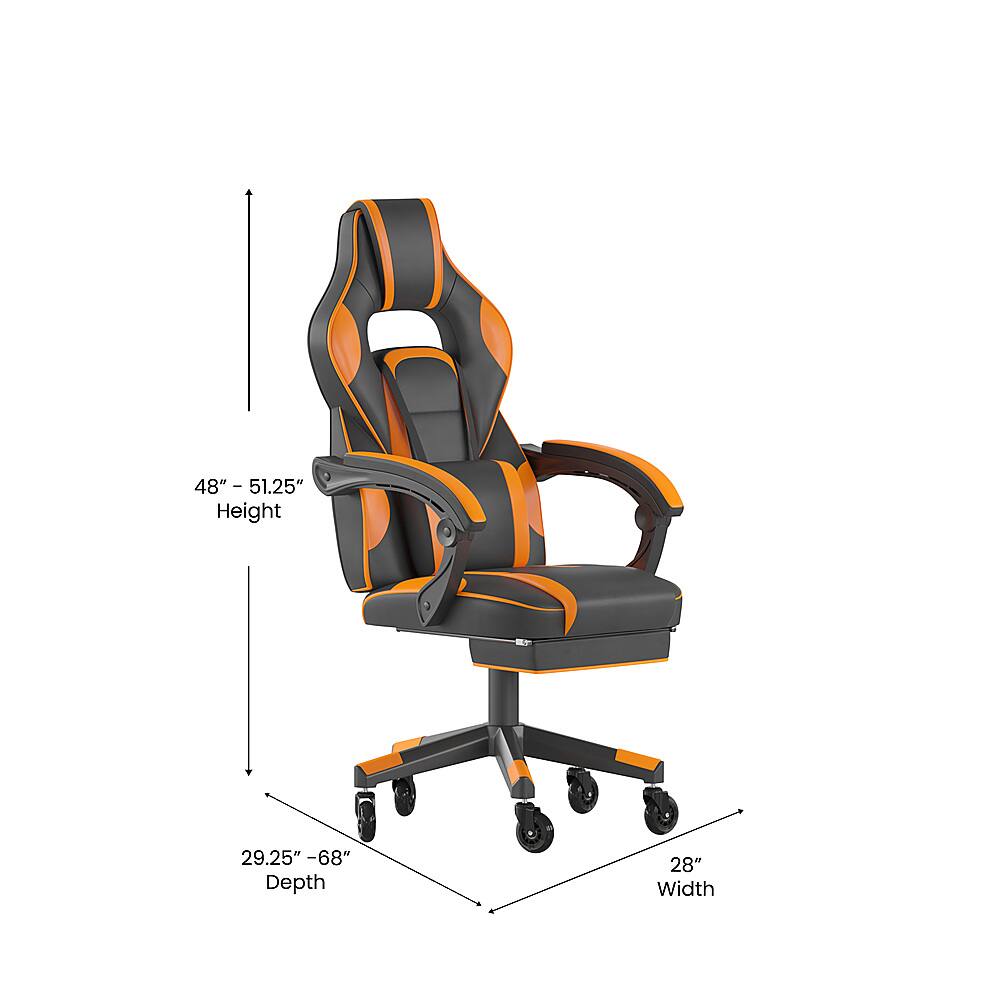 Alt View 12. Alamont Home - X40 Office Gaming Chair with Skater Wheels & Reclining Arms - Orange LeatherSoft - Black/Orange.