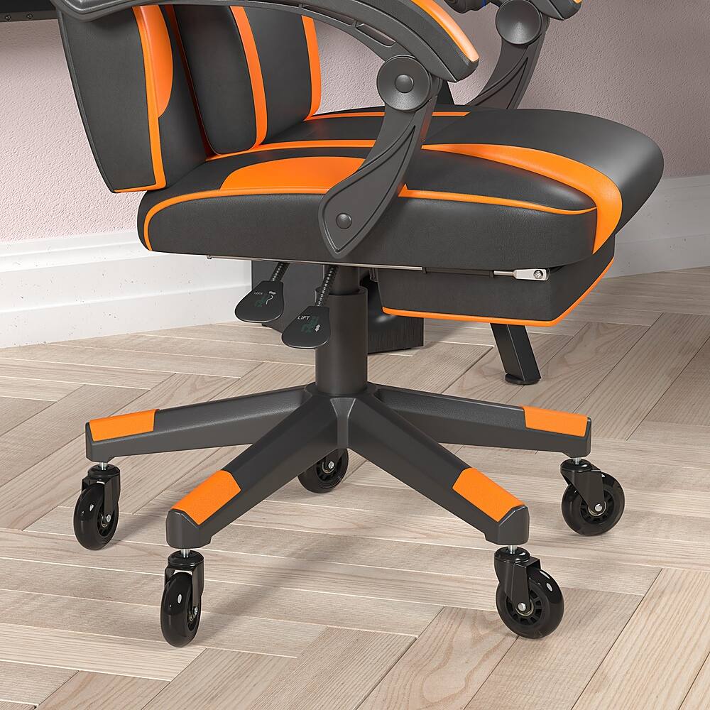 Alt View 14. Alamont Home - X40 Office Gaming Chair with Skater Wheels & Reclining Arms - Orange LeatherSoft - Black/Orange.