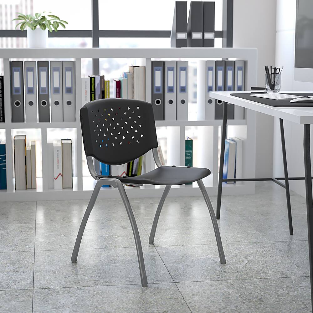 Alt View 12. Alamont Home - 881 lb. Capacity Plastic Stack Chair with Powder Coated Frame - Black.