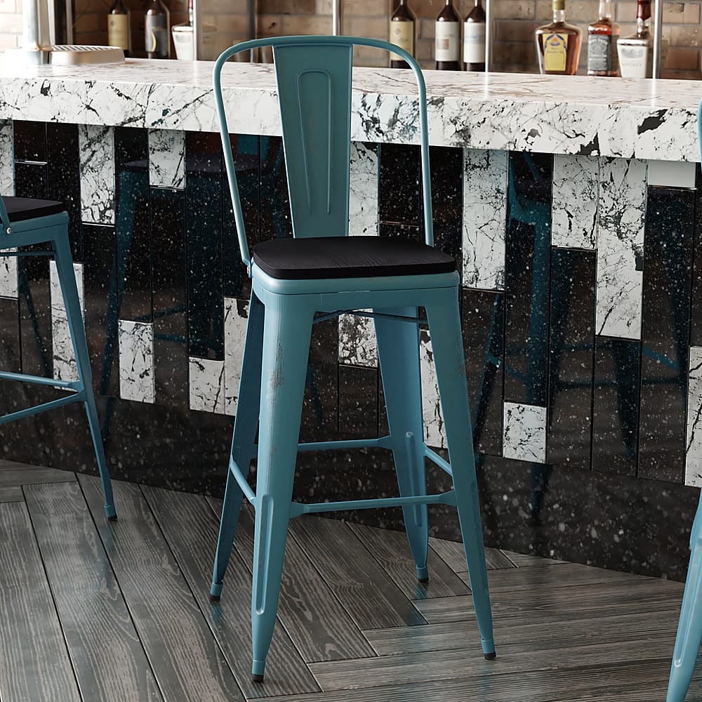 Alamont Home Carly All-Weather Bar Height Stool with Poly Resin Seat ...