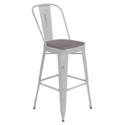Flash Furniture - Carly All-Weather Bar Height Stool with Poly Resin Seat - White/Gray - Front_Zoom