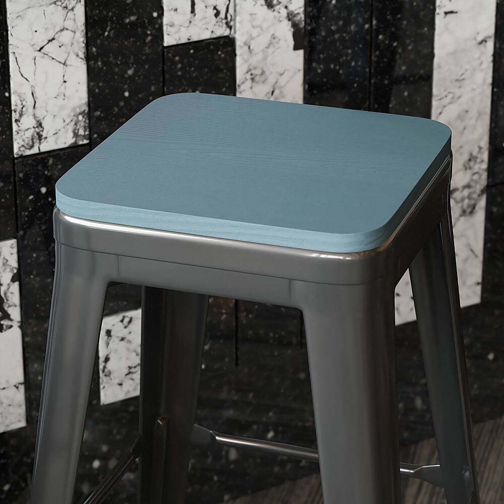 Alt View 11. Alamont Home - All-Weather Polyresin Seat for Colorful Metal Stools and Chairs (Set of 4) - Teal-Blue.