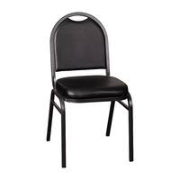 Alamont Home - Commercial Dome Back Stacking Banquet Chair with Metal Frame - Black Vinyl/Silver Vein Frame - Front_Zoom