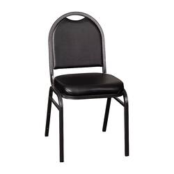 Flash Furniture - Commercial Dome Back Stacking Banquet Chair with Metal Frame - Black Vinyl/Silver Vein Frame - Front_Zoom