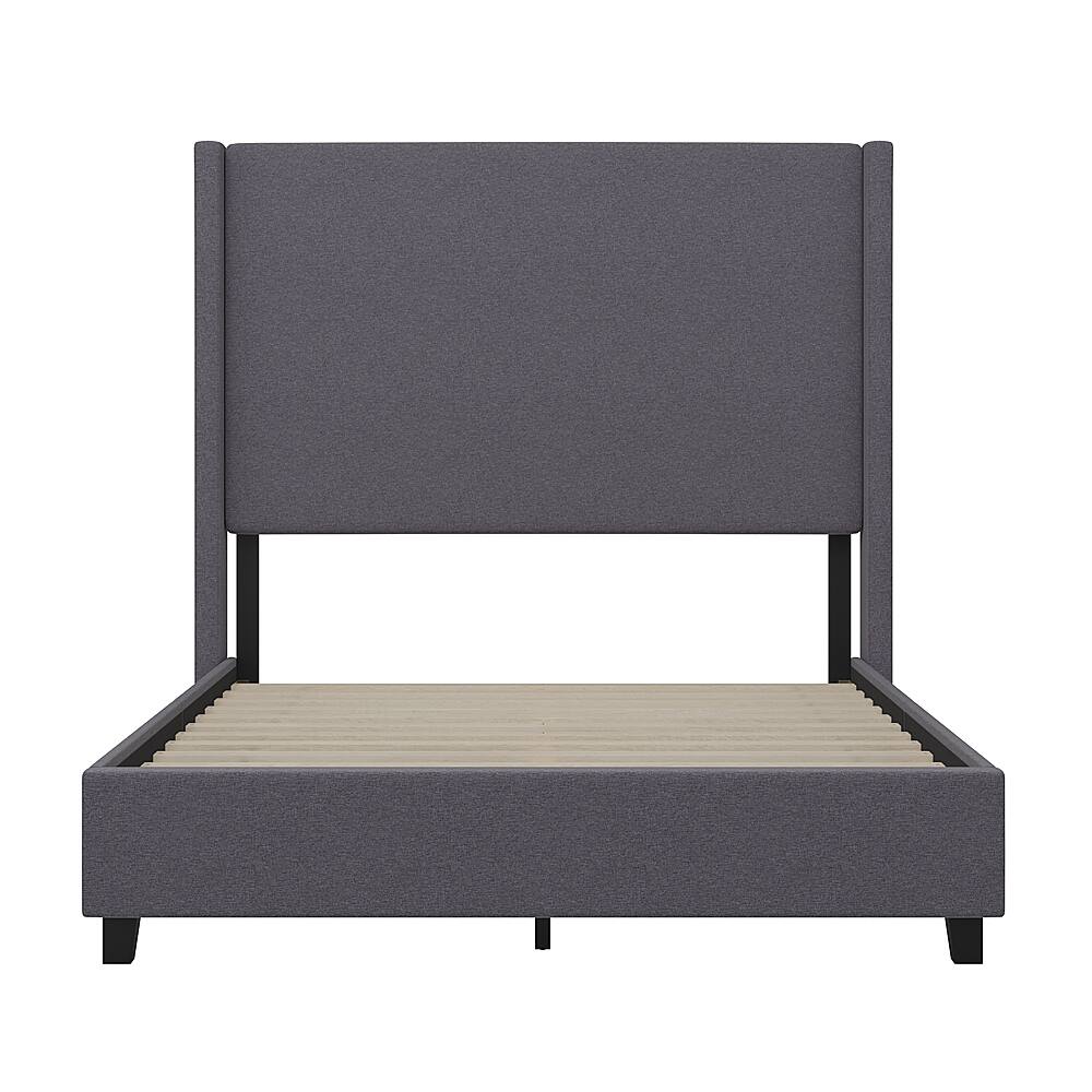 Alt View 11. Alamont Home - Quinn Full Size Upholstered Platform Bed with Channel Stitched Headboard - Gray.