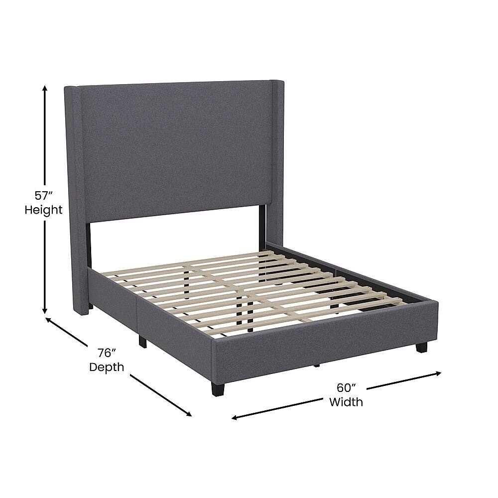 Alt View 13. Alamont Home - Quinn Full Size Upholstered Platform Bed with Channel Stitched Headboard - Gray.