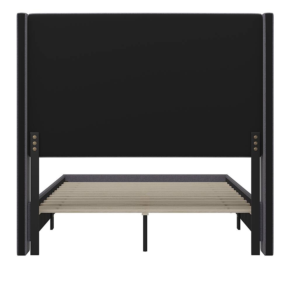 Alt View 16. Alamont Home - Quinn Full Size Upholstered Platform Bed with Channel Stitched Headboard - Gray.