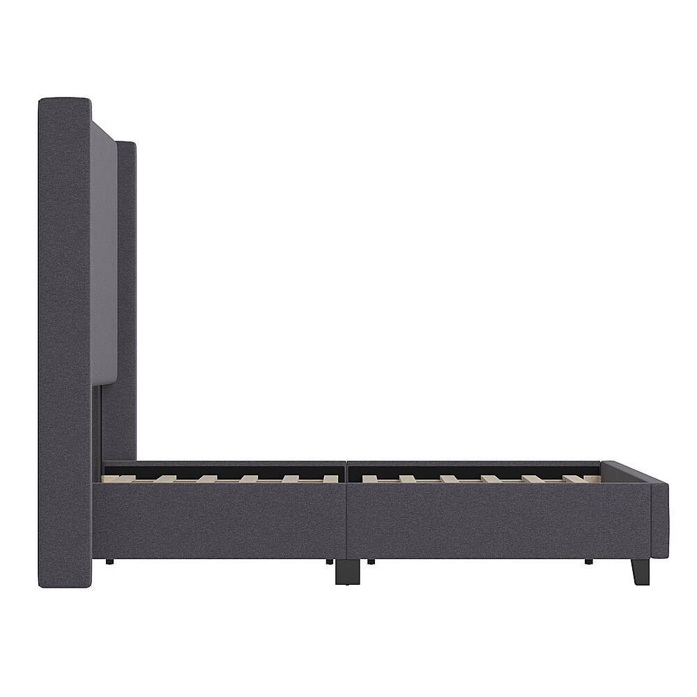 Alt View 17. Alamont Home - Quinn Full Size Upholstered Platform Bed with Channel Stitched Headboard - Gray.