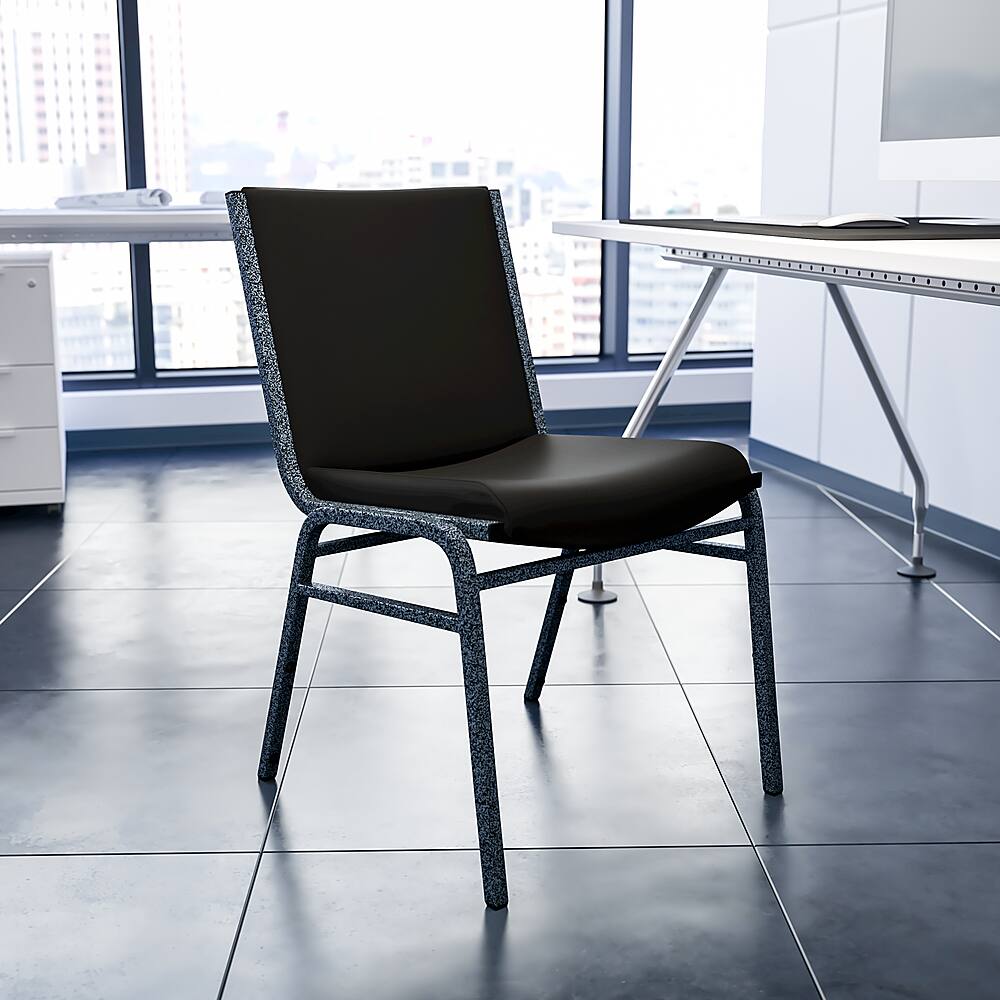 Alt View 12. Alamont Home - Heavy Duty Stack Chair - Black Vinyl.