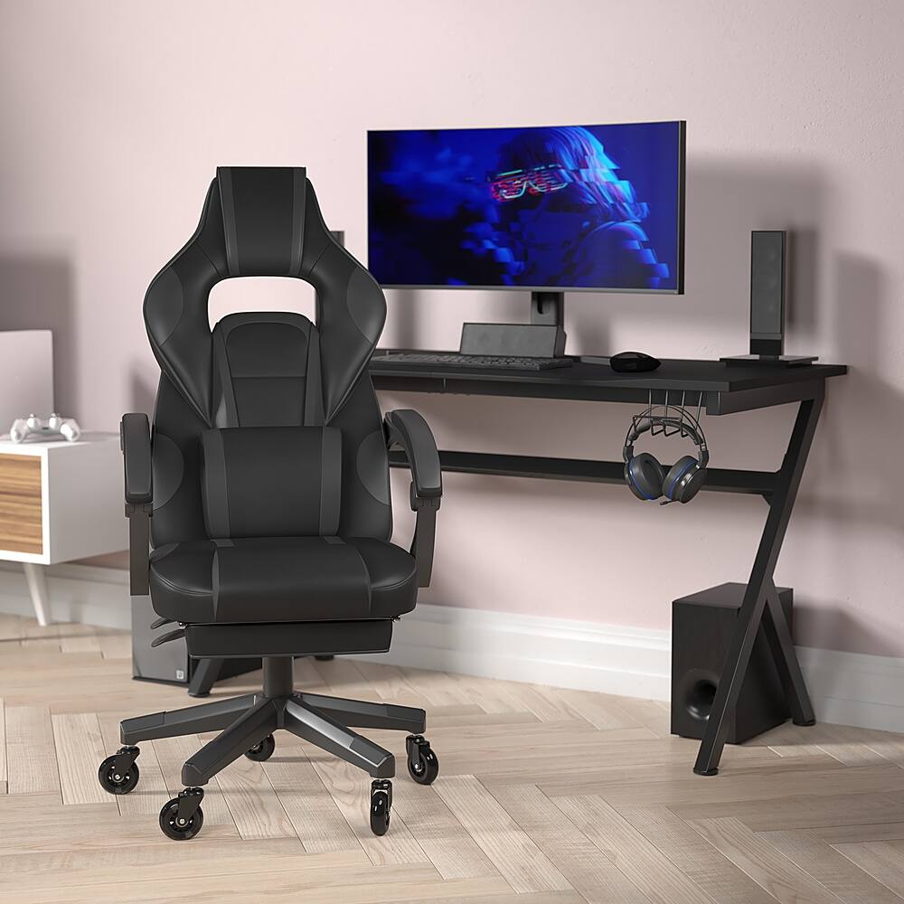 Alt View 11. Alamont Home - X40 Office Gaming Chair with Skater Wheels & Reclining Arms - Black LeatherSoft - Black/Gray.