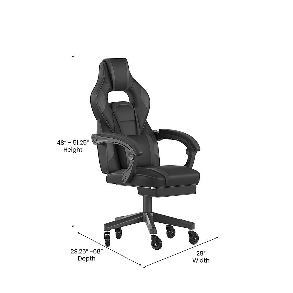 Alt View 12. Alamont Home - X40 Office Gaming Chair with Skater Wheels & Reclining Arms - Black LeatherSoft - Black/Gray.