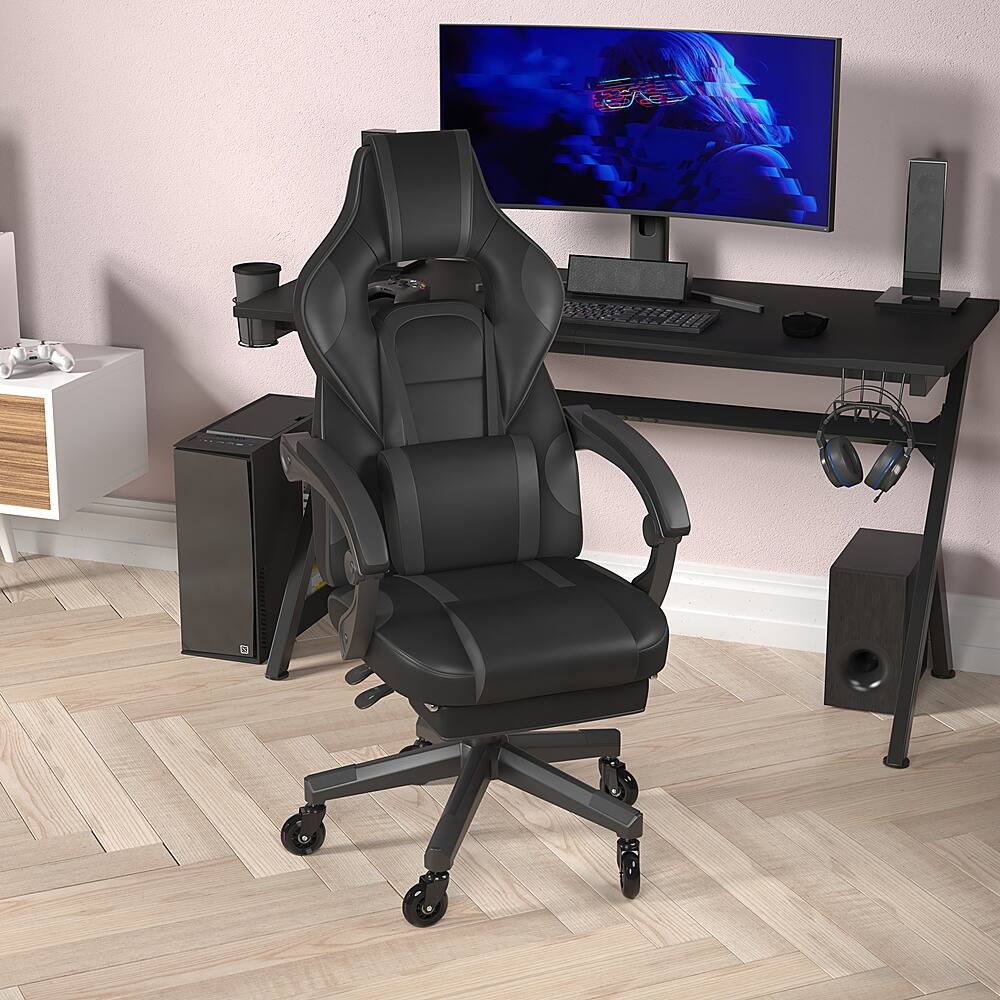 Alt View 13. Alamont Home - X40 Office Gaming Chair with Skater Wheels & Reclining Arms - Black LeatherSoft - Black/Gray.