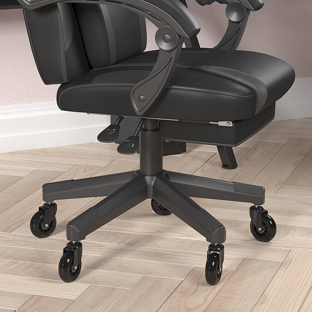 Alt View 14. Alamont Home - X40 Office Gaming Chair with Skater Wheels & Reclining Arms - Black LeatherSoft - Black/Gray.