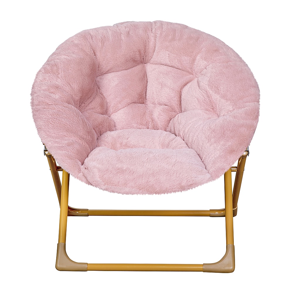Alt View 11. Alamont Home - Kids Folding Faux Fur Saucer Chair for Playroom or Bedroom - Blush/Soft Gold.