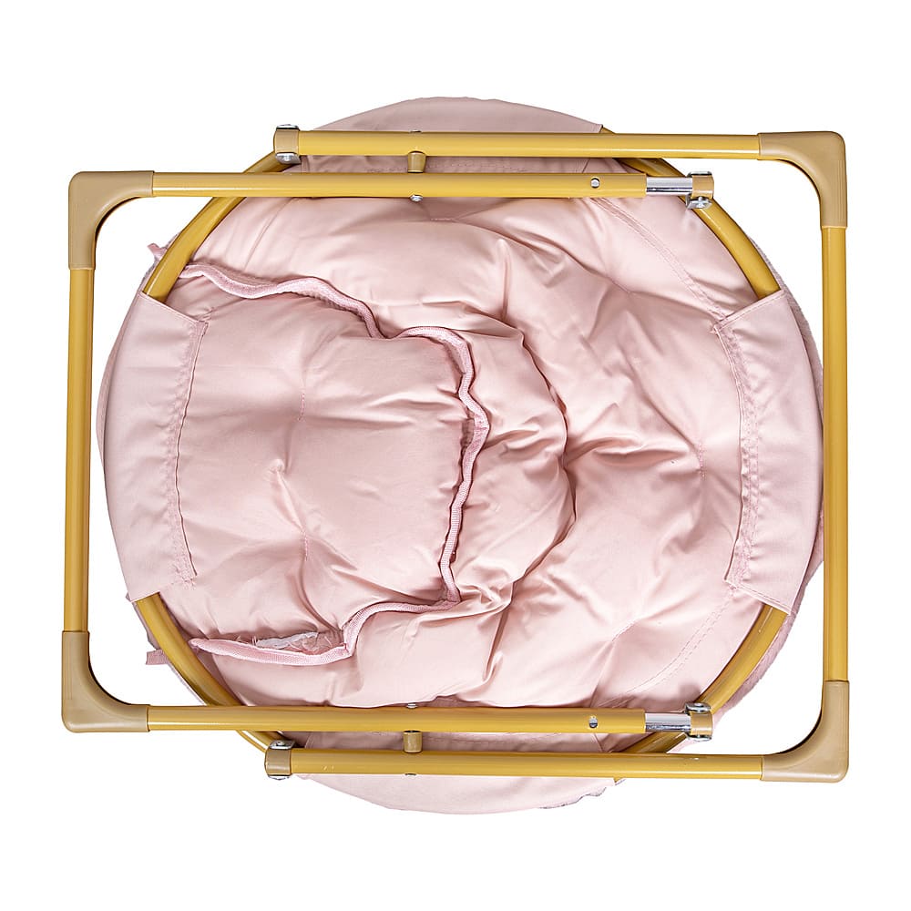 Alt View 17. Alamont Home - Kids Folding Faux Fur Saucer Chair for Playroom or Bedroom - Blush/Soft Gold.