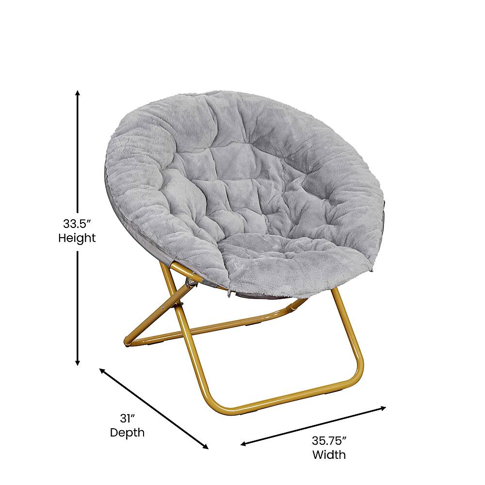 Alt View 13. Alamont Home - Kids Folding Faux Fur Saucer Chair for Playroom or Bedroom - Gray/Soft Gold.