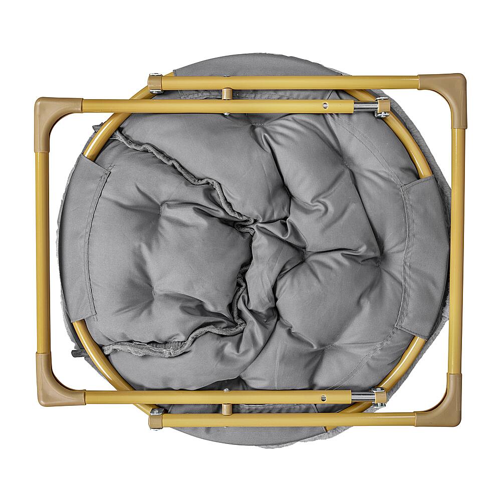 Alt View 17. Alamont Home - Kids Folding Faux Fur Saucer Chair for Playroom or Bedroom - Gray/Soft Gold.