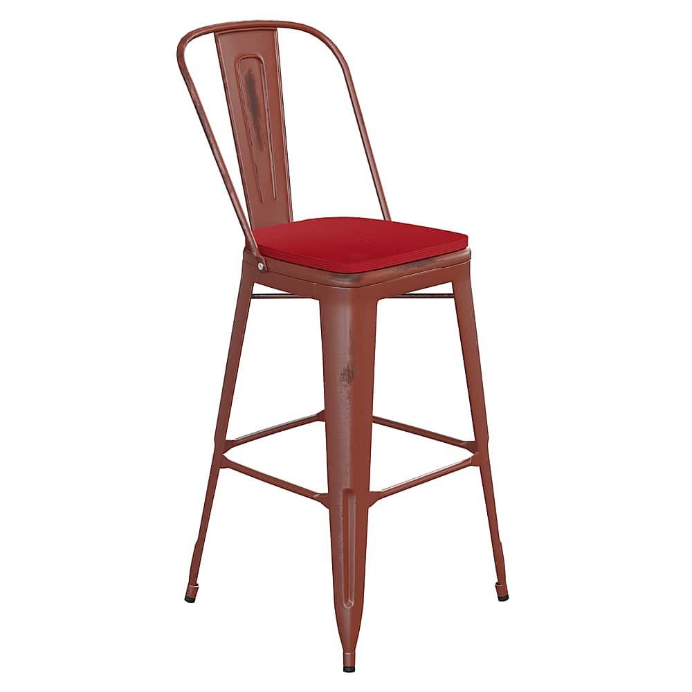 Front. Alamont Home - Carly All-Weather Bar Height Stool with Poly Resin Seat - Kelly Red/Red - Kelly Red/Red.