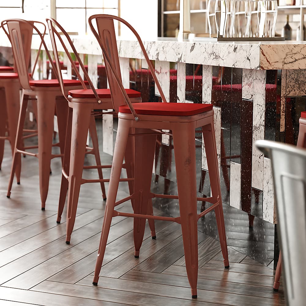 Alt View 12. Alamont Home - Carly All-Weather Bar Height Stool with Poly Resin Seat - Kelly Red/Red - Kelly Red/Red.