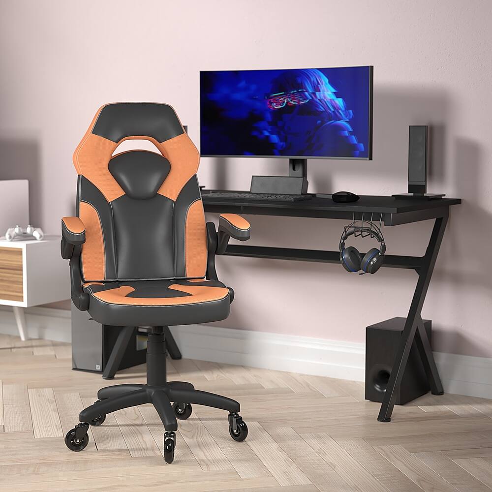 Alt View 11. Alamont Home - X10 Office Gaming Chair with Skater Wheels & Flip Up Arms - Orange LeatherSoft - Orange.