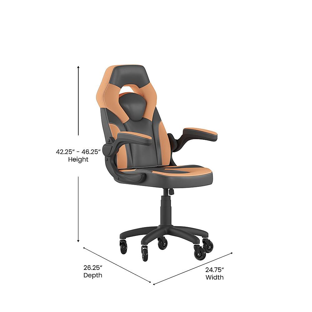 Alt View 12. Alamont Home - X10 Office Gaming Chair with Skater Wheels & Flip Up Arms - Orange LeatherSoft - Orange.
