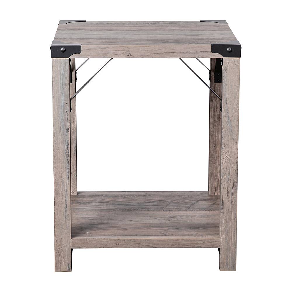 Alt View 11. Alamont Home - 2-Tier Side Table with Metal Side Braces and Corner Caps - Gray Wash.