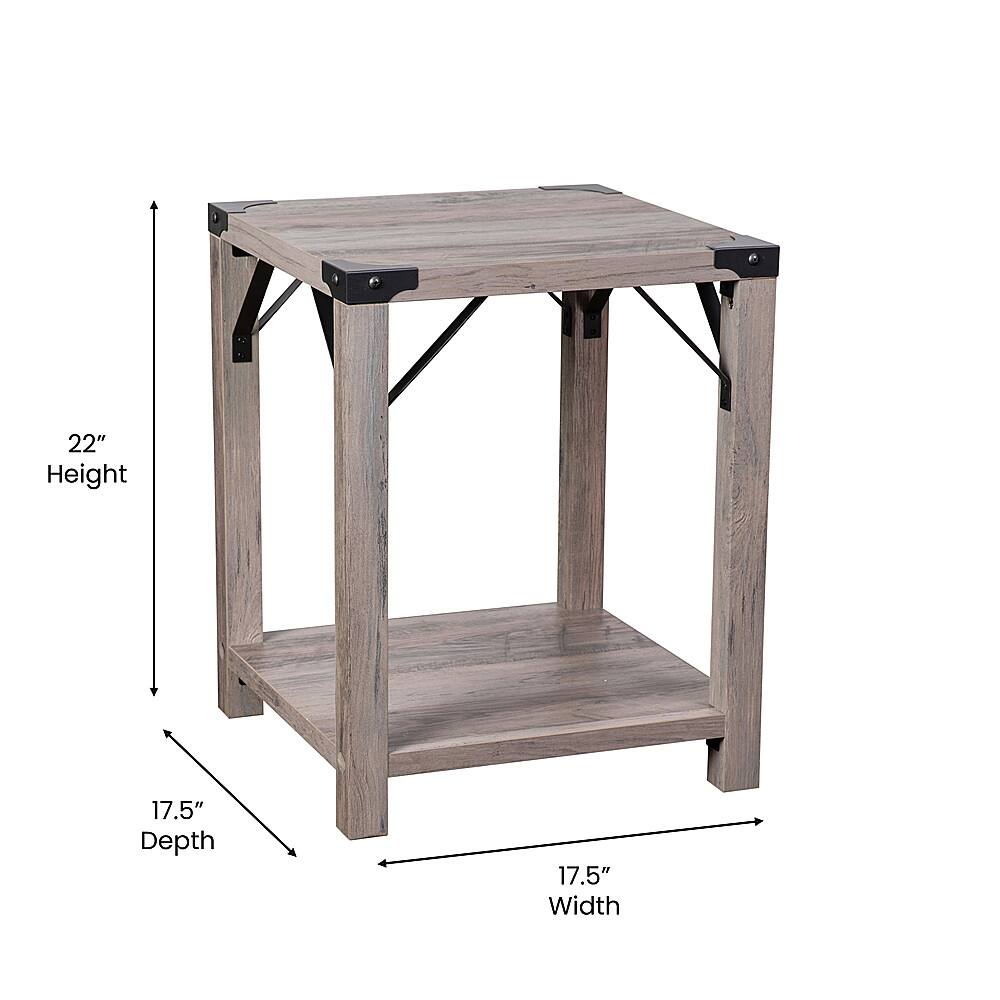 Alt View 13. Alamont Home - 2-Tier Side Table with Metal Side Braces and Corner Caps - Gray Wash.