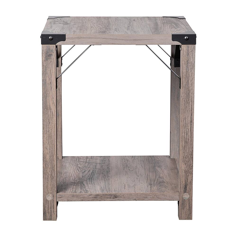 Alt View 17. Alamont Home - 2-Tier Side Table with Metal Side Braces and Corner Caps - Gray Wash.