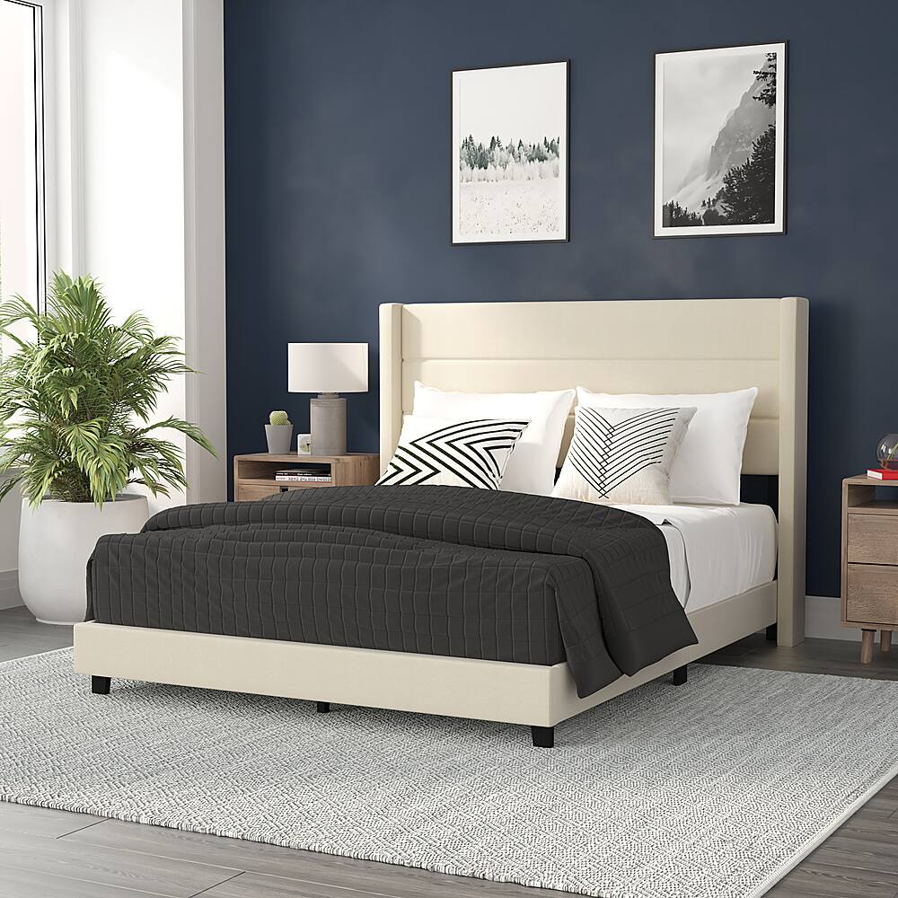 Alamont Home Hollis Queen Size Upholstered Platform Bed with Wingback