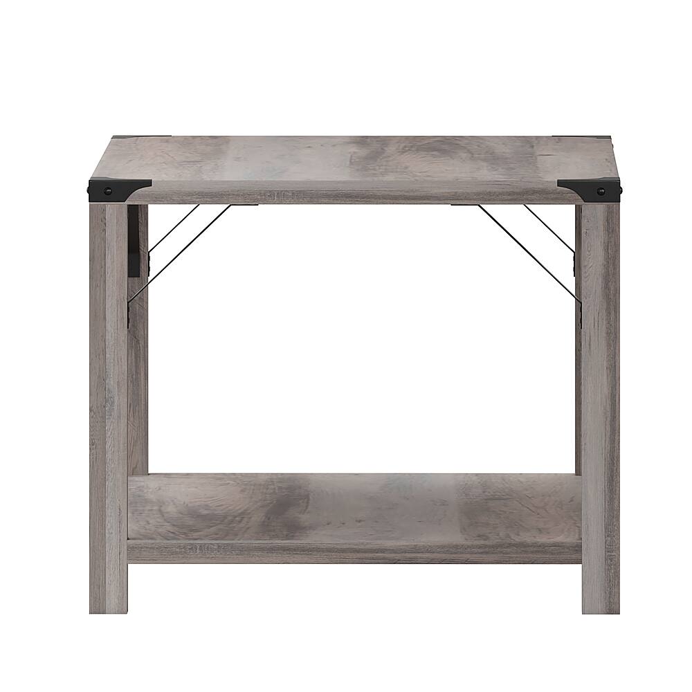 Alt View 17. Alamont Home - 2-Tier Coffee Table with Metal Side Braces and Corner Caps - Gray Wash.