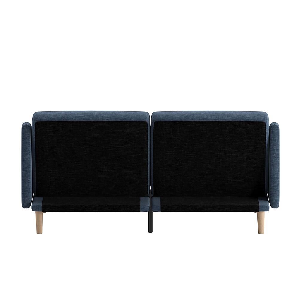 Alt View 16. Alamont Home - Split Back Futon Sofa with Curved Arms and Solid Wood Legs - Navy.