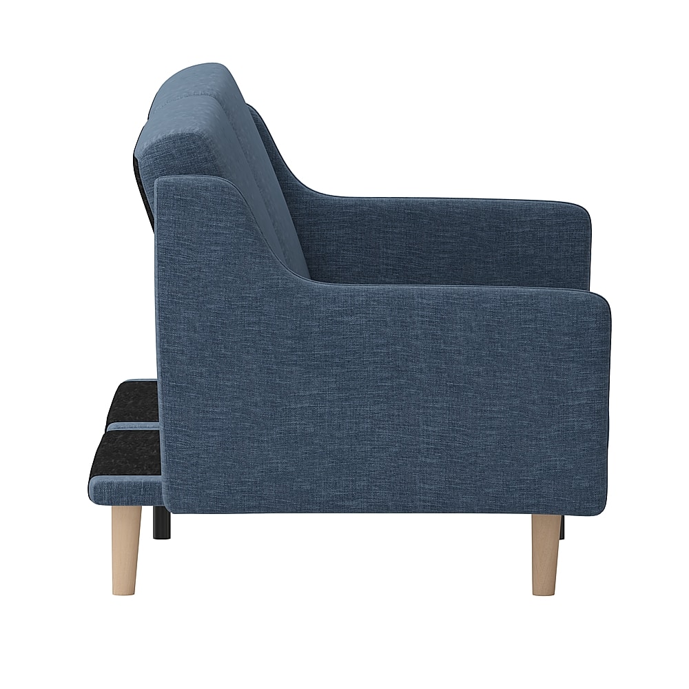 Alt View 18. Alamont Home - Split Back Futon Sofa with Curved Arms and Solid Wood Legs - Navy.