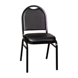 Alamont Home - Commercial Dome Back Stacking Banquet Chair with Metal Frame - Black Vinyl/Black Frame