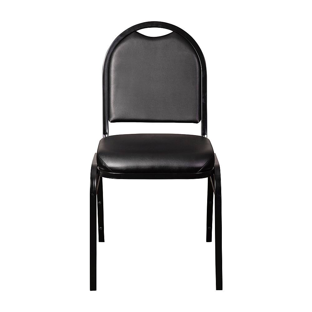 Alt View 11. Alamont Home - Commercial Dome Back Stacking Banquet Chair with Metal Frame - Black Vinyl/Black Frame.