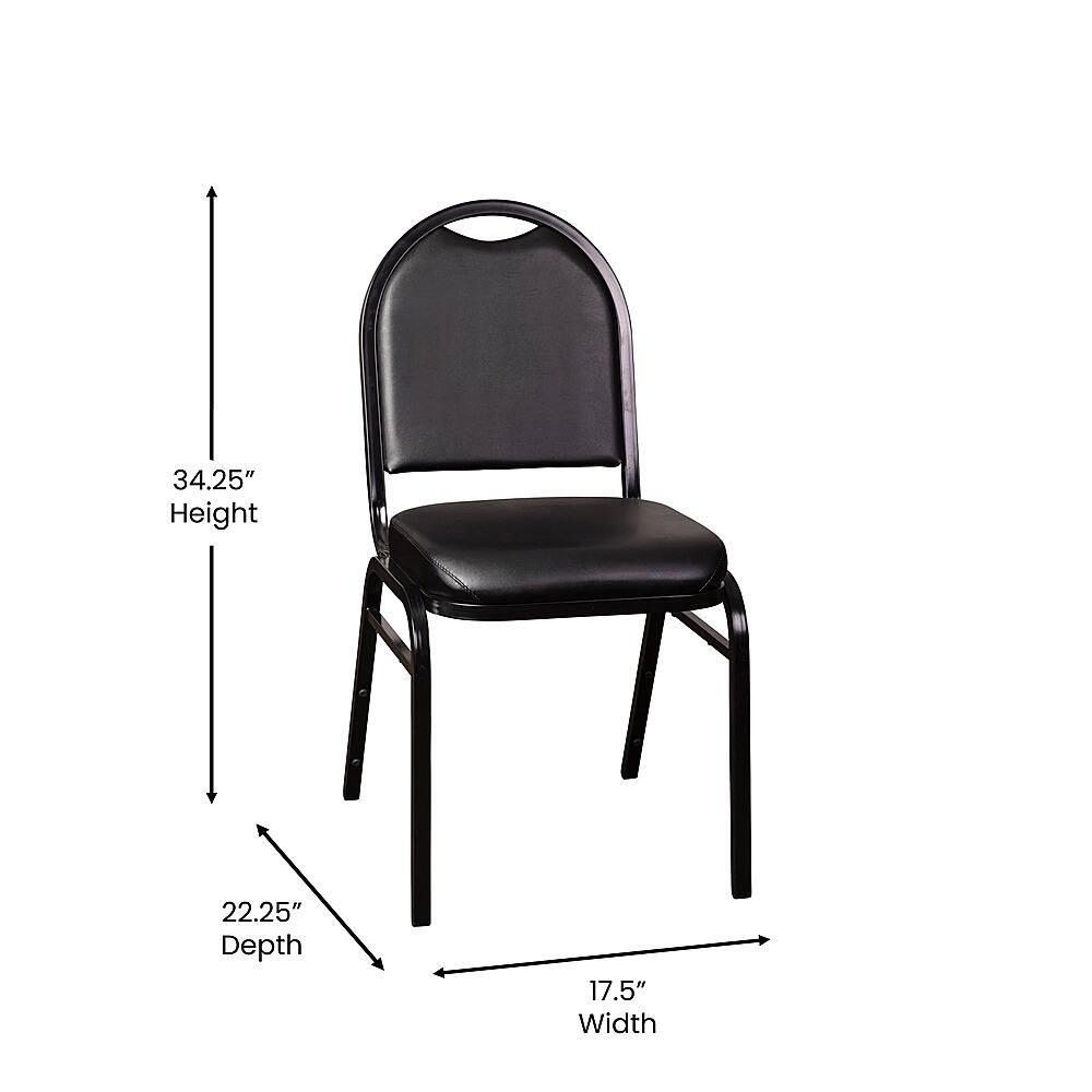 Alt View 13. Alamont Home - Commercial Dome Back Stacking Banquet Chair with Metal Frame - Black Vinyl/Black Frame.
