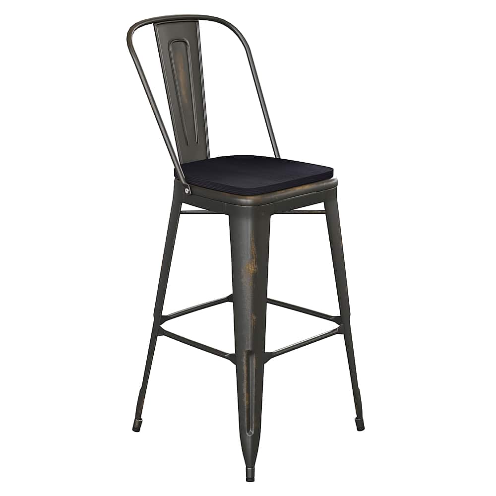 Front. Alamont Home - Carly All-Weather Bar Height Stool with Poly Resin Seat - Copper/Black - Copper/Black.