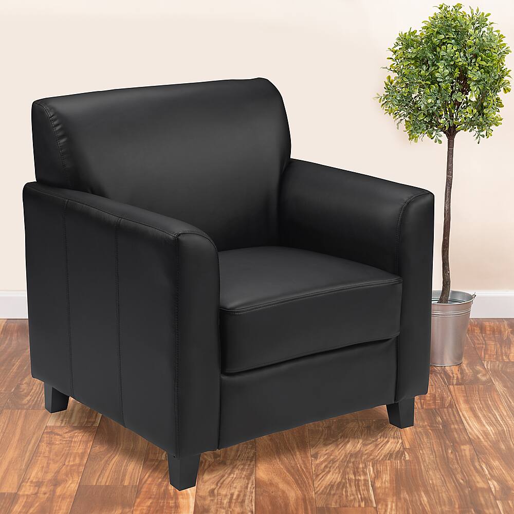 Alt View 11. Alamont Home - LeatherSoft Chair with Clean Line Stitched Frame - Black.