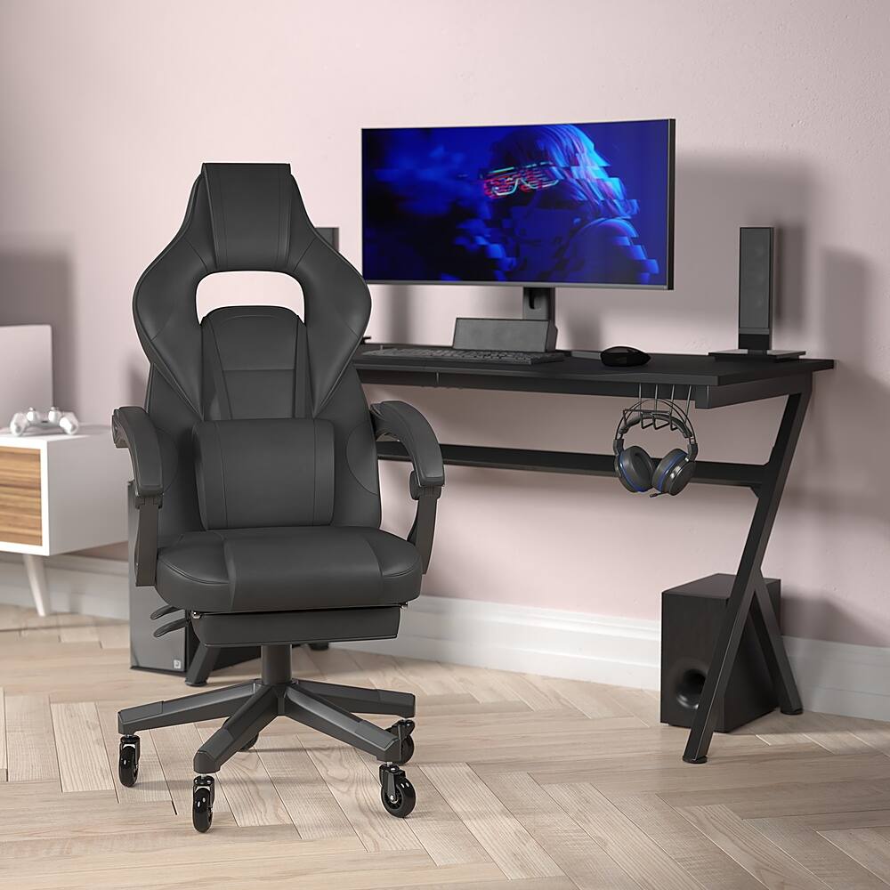 Alt View 11. Alamont Home - X40 Office Gaming Chair with Skater Wheels & Reclining Arms - Black LeatherSoft - Black.