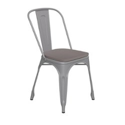 Flash Furniture - Perry All-Weather Commercial Stack Chair & Poly Resin Seat - Silver/Gray - Front_Zoom