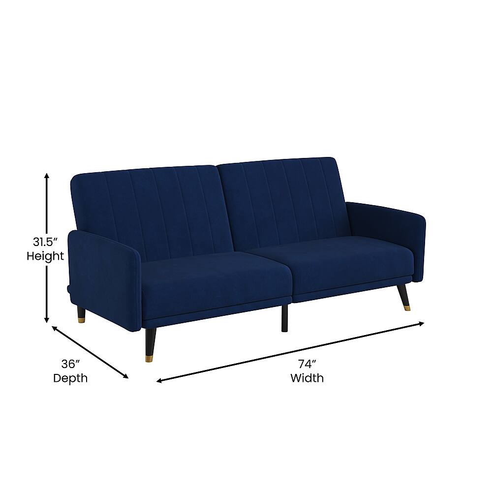 Alt View 13. Alamont Home - Convertible Split Back Futon Sofa Sleeper with Wooden Legs - Navy.