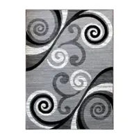 Alamont Home - Valli Collection Modern Distressed Swirl Abstract Style Indoor Area Rug 8' x 10' - Grey - Front_Zoom