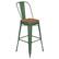 Front. Alamont Home - Kai All-Weather Commercial Bar Stool with Removable Back/Poly Seat-Green/Teak - Green/Teak.