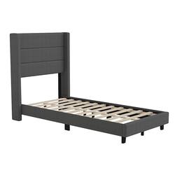 Flash Furniture - Hollis Twin Size Upholstered Platform Bed with Wingback Headboard - Charcoal - Front_Zoom