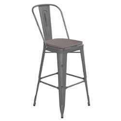 Flash Furniture - Lincoln Contemporary Resin Bar Height Stool - Clear Coated/Gray - Front_Zoom