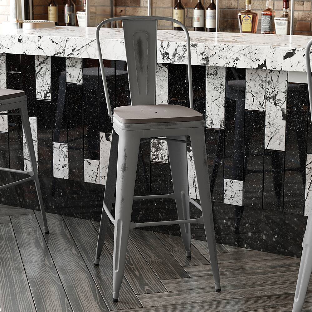 Alt View 16. Alamont Home - Lincoln Contemporary Resin Bar Height Stool - Clear Coated/Gray.