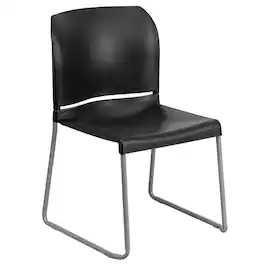 Alamont Home - 883 lb. Capacity Full Back Contoured Stack Chair with Powder Coated Sled Base - Black