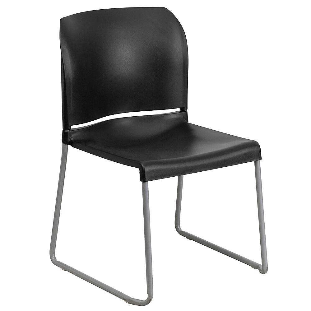 Alamont Home - 883 lb. Capacity Full Back Contoured Stack Chair with Powder Coated Sled Base - Black