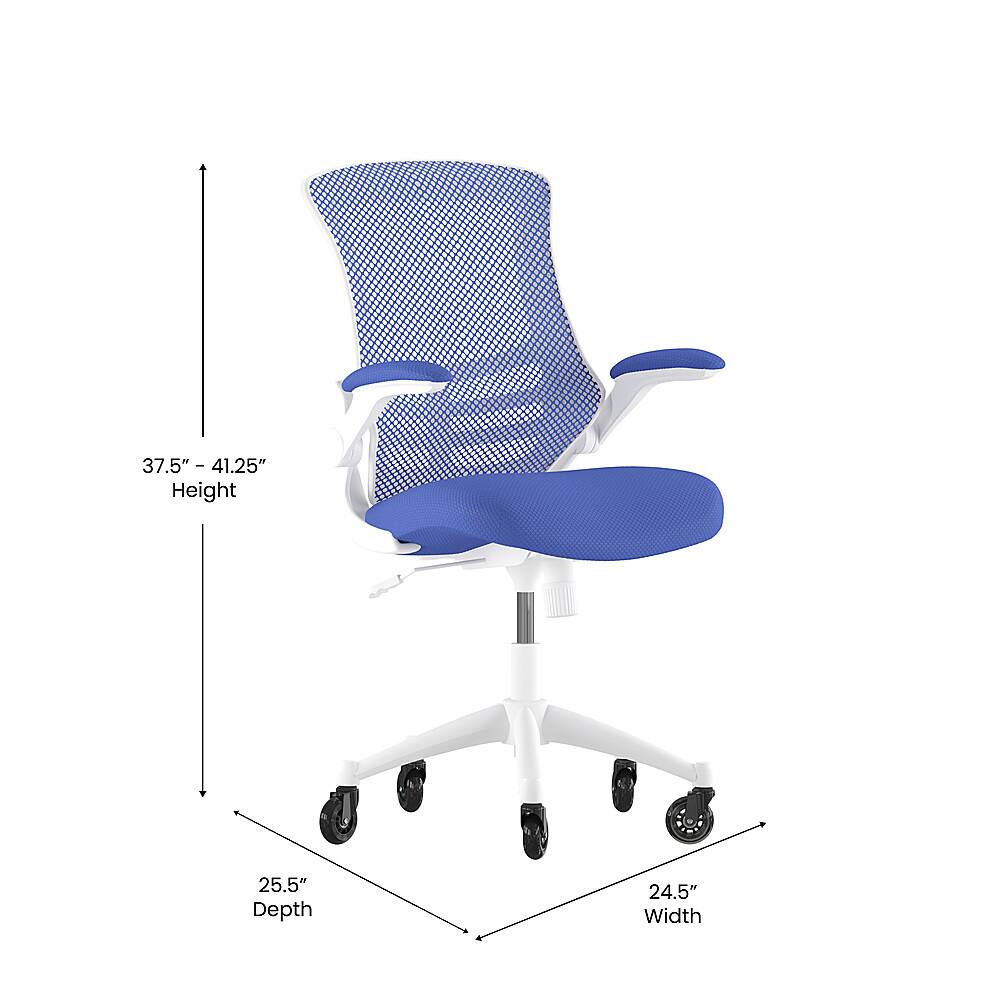 Alt View 12. Alamont Home - Kelista Ergonomic Swivel Task Chair with Roller Wheels & Flip Up Arms - Blue Mesh - Blue Mesh/White Frame.