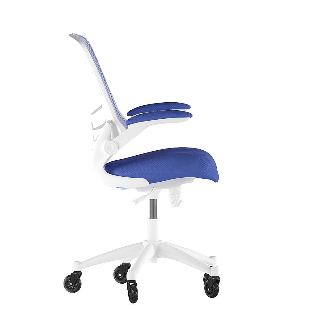 Alt View 15. Alamont Home - Kelista Ergonomic Swivel Task Chair with Roller Wheels & Flip Up Arms - Blue Mesh - Blue Mesh/White Frame.